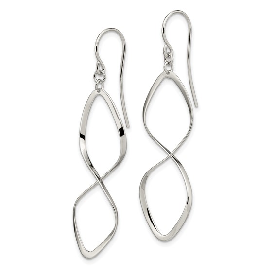 Sterling Silver Rhodium-plated Polished Twisted Dangle Earrings