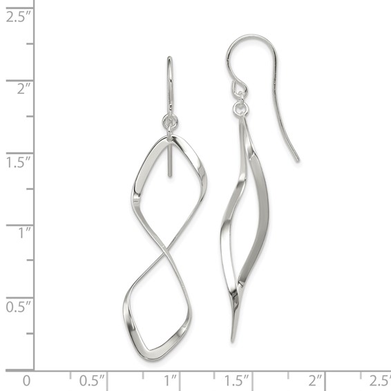 Sterling Silver Rhodium-plated Polished Twisted Dangle Earrings