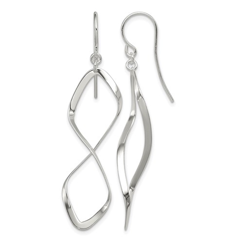 Sterling Silver Rhodium-plated Polished Twisted Dangle Earrings