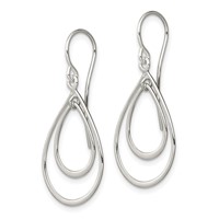 Sterling Silver Polished Double Teardrop Dangle Earrings view 2