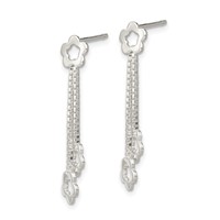 Sterling Silver Flower Dangle Earrings view 2