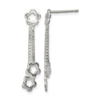 Sterling Silver Flower Dangle Earrings view 1