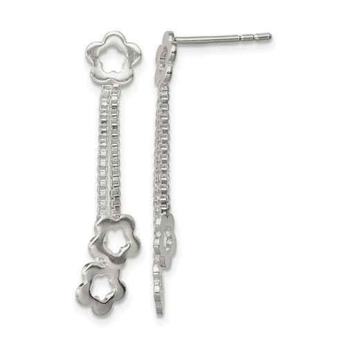 Sterling Silver Flower Dangle Earrings