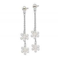Sterling Silver Flower Dangle Post Earring view 2