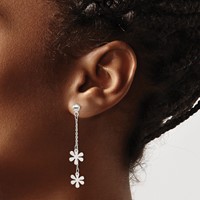 Sterling Silver Flower Dangle Post Earring view 3