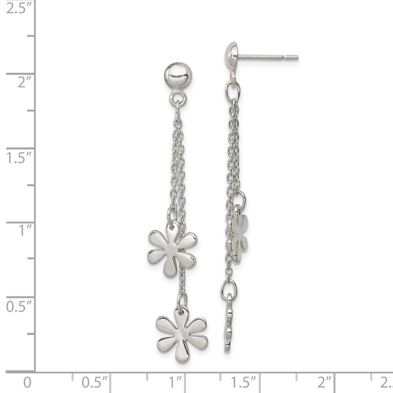 Sterling Silver Flower Dangle Post Earring