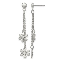 Sterling Silver Flower Dangle Post Earring view 1