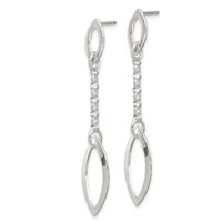 Sterling Silver Polished Marquise Shapes & Chain Post Dangle Earrings view 2