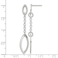 Sterling Silver Polished Marquise Shapes & Chain Post Dangle Earrings view 4