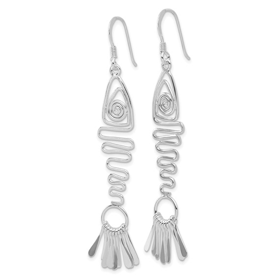 Sterling Silver Polished Fancy Geometric Fish Earrings