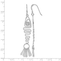 Sterling Silver Polished Fancy Geometric Fish Earrings view 4