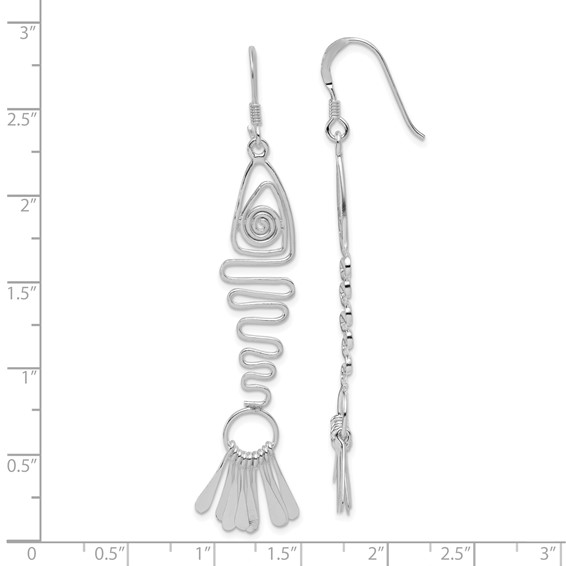Sterling Silver Polished Fancy Geometric Fish Earrings
