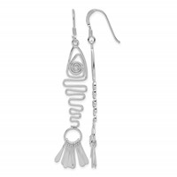 Sterling Silver Polished Fancy Geometric Fish Earrings view 1
