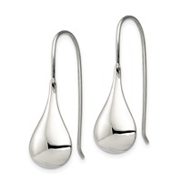 Sterling Silver Tear Drop Shaped Drop Wire Earrings view 2