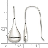 Sterling Silver Tear Drop Shaped Drop Wire Earrings view 4