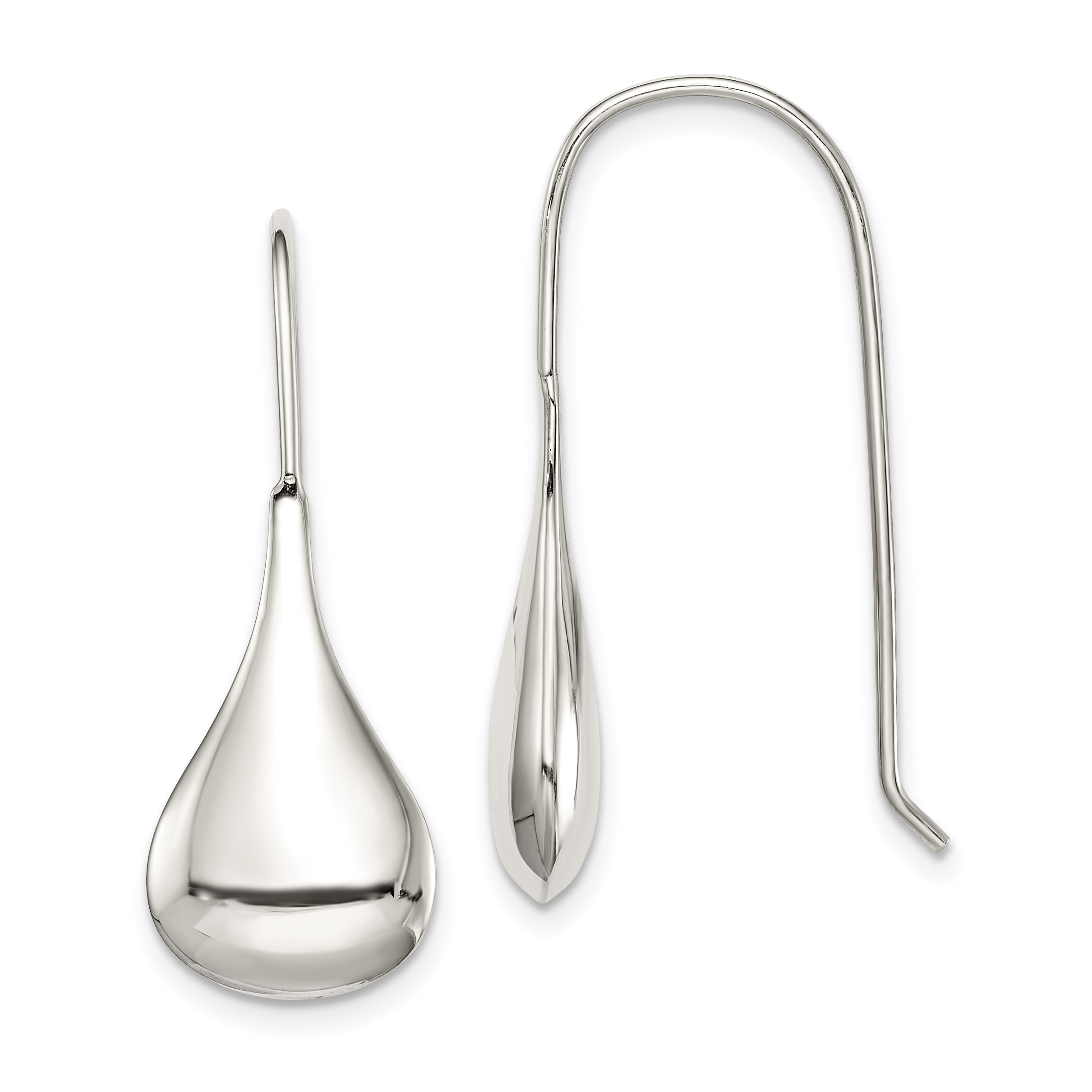 Sterling Silver Tear Drop Shaped Drop Wire Earrings (QE4123)