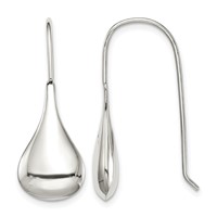 Sterling Silver Tear Drop Shaped Drop Wire Earrings view 1