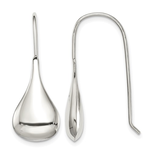 Sterling Silver Tear Drop Shaped Drop Wire Earrings