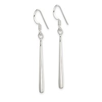 Sterling Silver Polished Teardrop Bar Dangle Earrings view 2