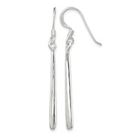 Sterling Silver Polished Teardrop Bar Dangle Earrings view 1