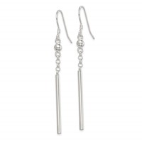 Sterling Silver Polished Fancy Bar Dangle Earrings view 2