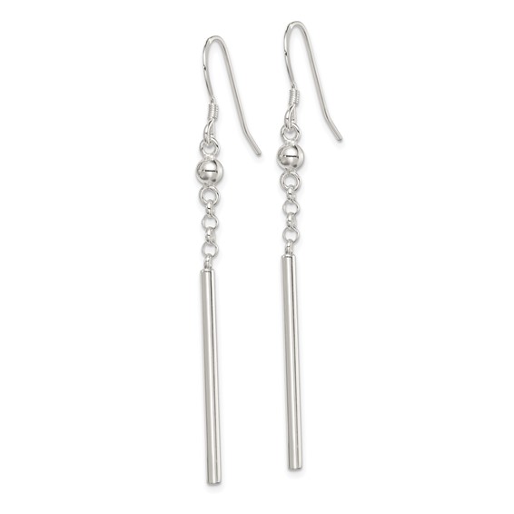 Sterling Silver Polished Fancy Bar Dangle Earrings