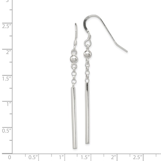 Sterling Silver Polished Fancy Bar Dangle Earrings