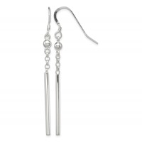 Sterling Silver Polished Fancy Bar Dangle Earrings view 1