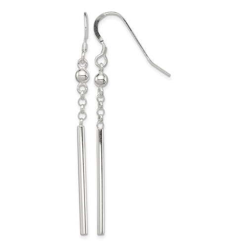 Sterling Silver Polished Fancy Bar Dangle Earrings