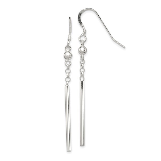 Sterling Silver Polished Fancy Bar Dangle Earrings