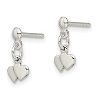 Sterling Silver Dangling Hearts Earrings view 2