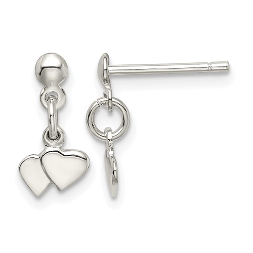 Sterling Silver Dangling Hearts Earrings