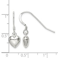 Sterling Silver Heart Dangle Earrings view 4