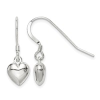Sterling Silver Heart Dangle Earrings view 1