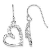 Sterling Silver Rhodium-plated CZ Heart Earrings view 1