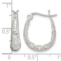 Sterling Silver Polished Filigree Oval Hoop Earrings view 4