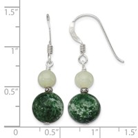 Sterling Silver Antiqued Moss Agate & Green Quartz Dangle Earrings view 4