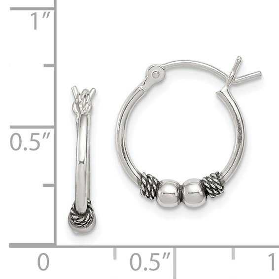 Sterling Silver Antique Fancy Hoop Earrings