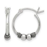 Sterling Silver Antique Fancy Hoop Earrings view 1