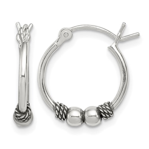Sterling Silver Antique Fancy Hoop Earrings