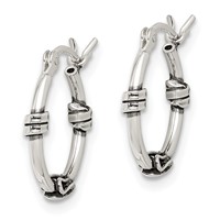 Sterling Silver Antiqued Fancy Hoop Earrings view 2