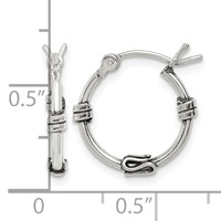 Sterling Silver Antiqued Fancy Hoop Earrings view 4