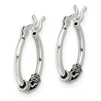 Sterling Silver Round Antiqued Fancy Earrings view 2