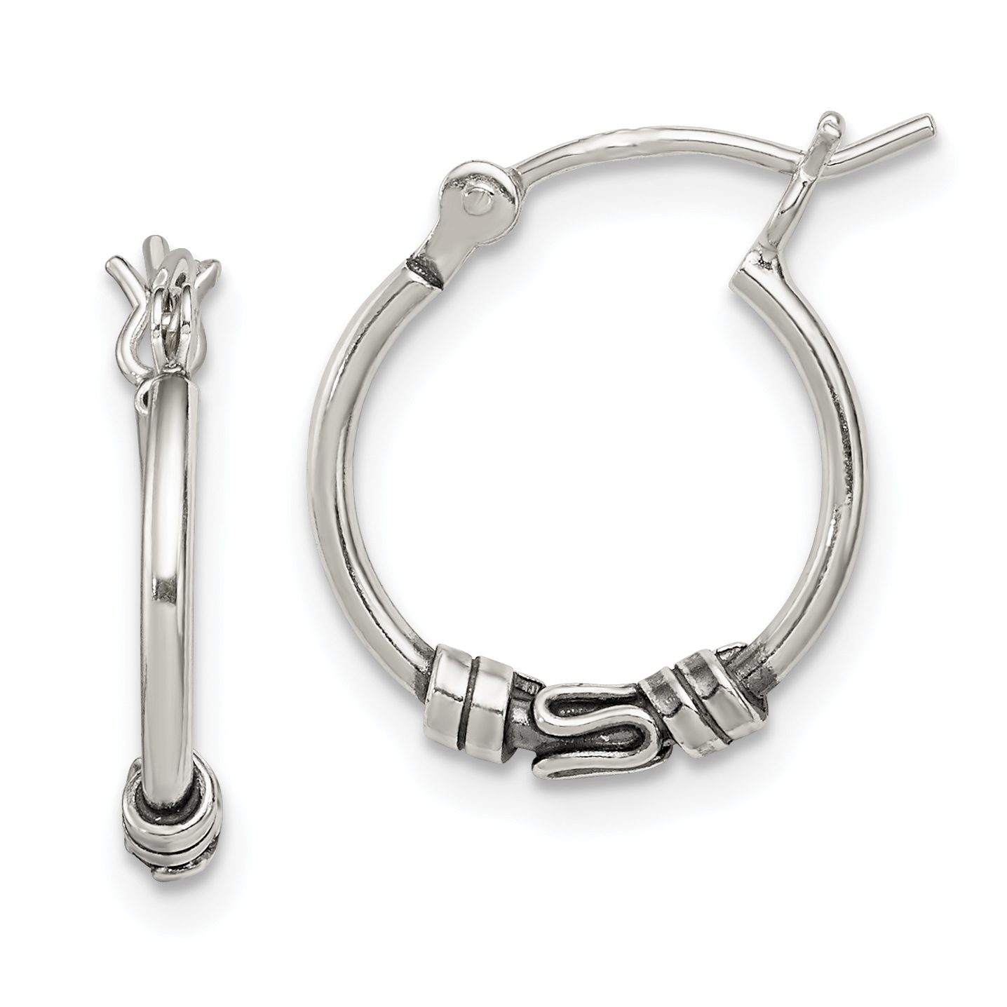 Sterling Silver Round Antiqued Fancy Earrings (QE4286)