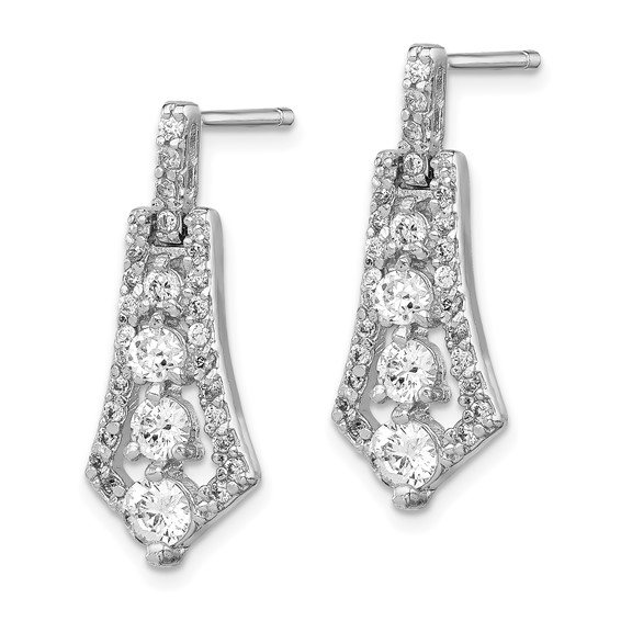 Sterling Silver Rhodium-plated CZ Journey Earrings