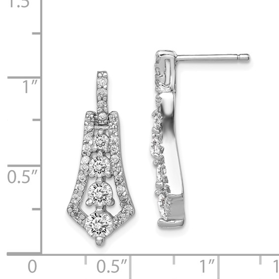 Sterling Silver Rhodium-plated CZ Journey Earrings