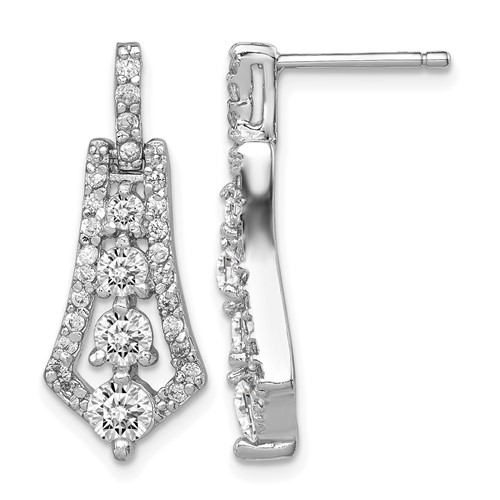 Sterling Silver Rhodium-plated CZ Journey Earrings