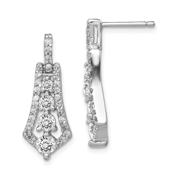 Sterling Silver Rhodium-plated CZ Journey Earrings