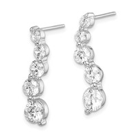 Sterling Silver Rhodium-plated Polished CZ Journey Post Earrings view 2