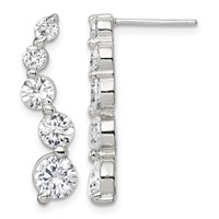 Sterling Silver Rhodium-plated Polished CZ Journey Post Earrings view 1